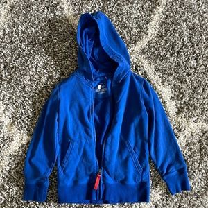 Blue hooded lightweight sweatshirt